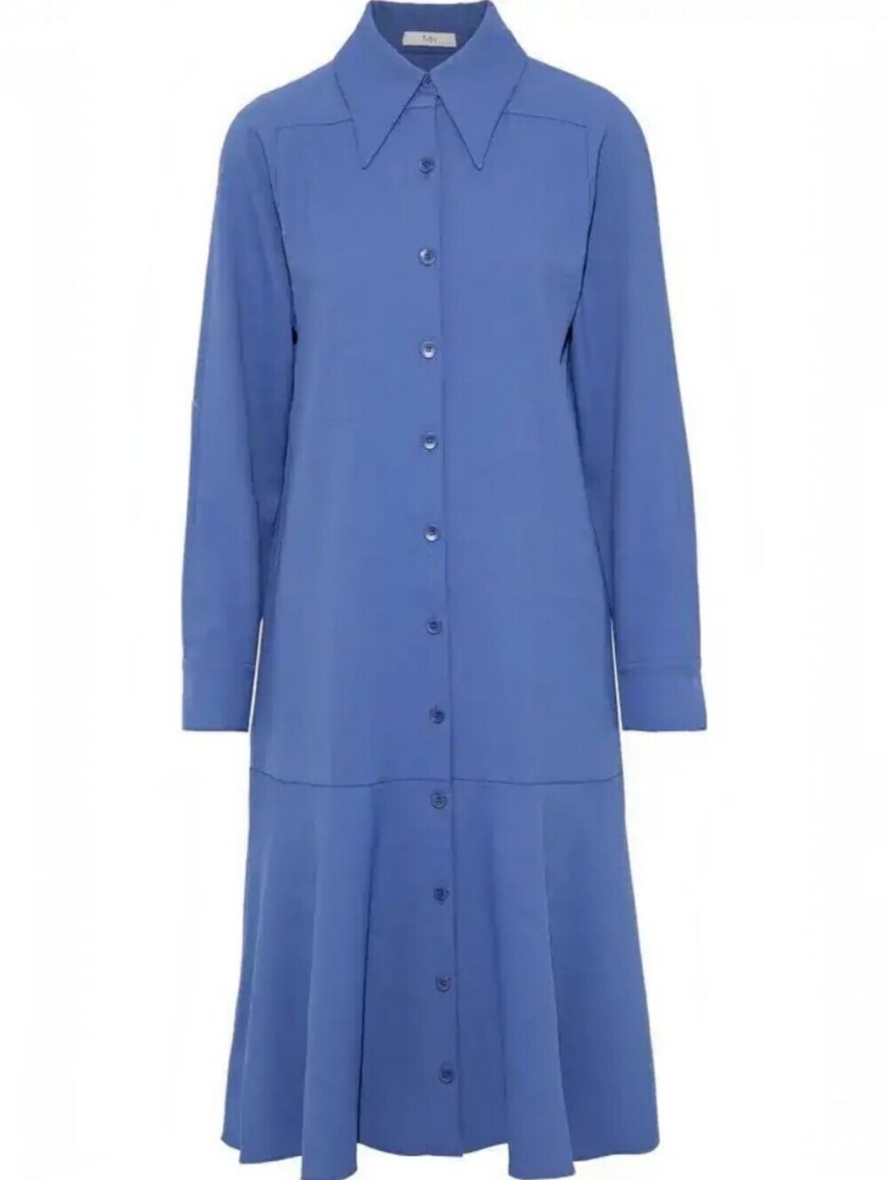 TIBI Blue Chalky Drape Fluted Twill Shirt Dress, 12 Sophisticated Relaxed - Picture 5 of 11